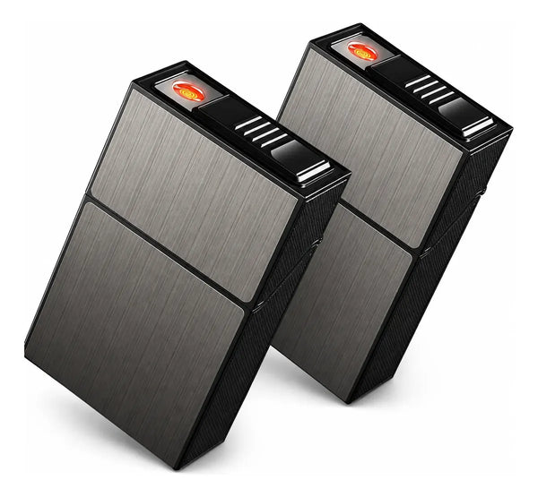 Cigarrera de Bolsillo con Encendedor Eléctrico USB Recargable — Combo x2