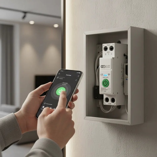Interruptor Inteligente WiFi Riel DIN 63A con Medidor de Consumo — Tuya / Smart Life