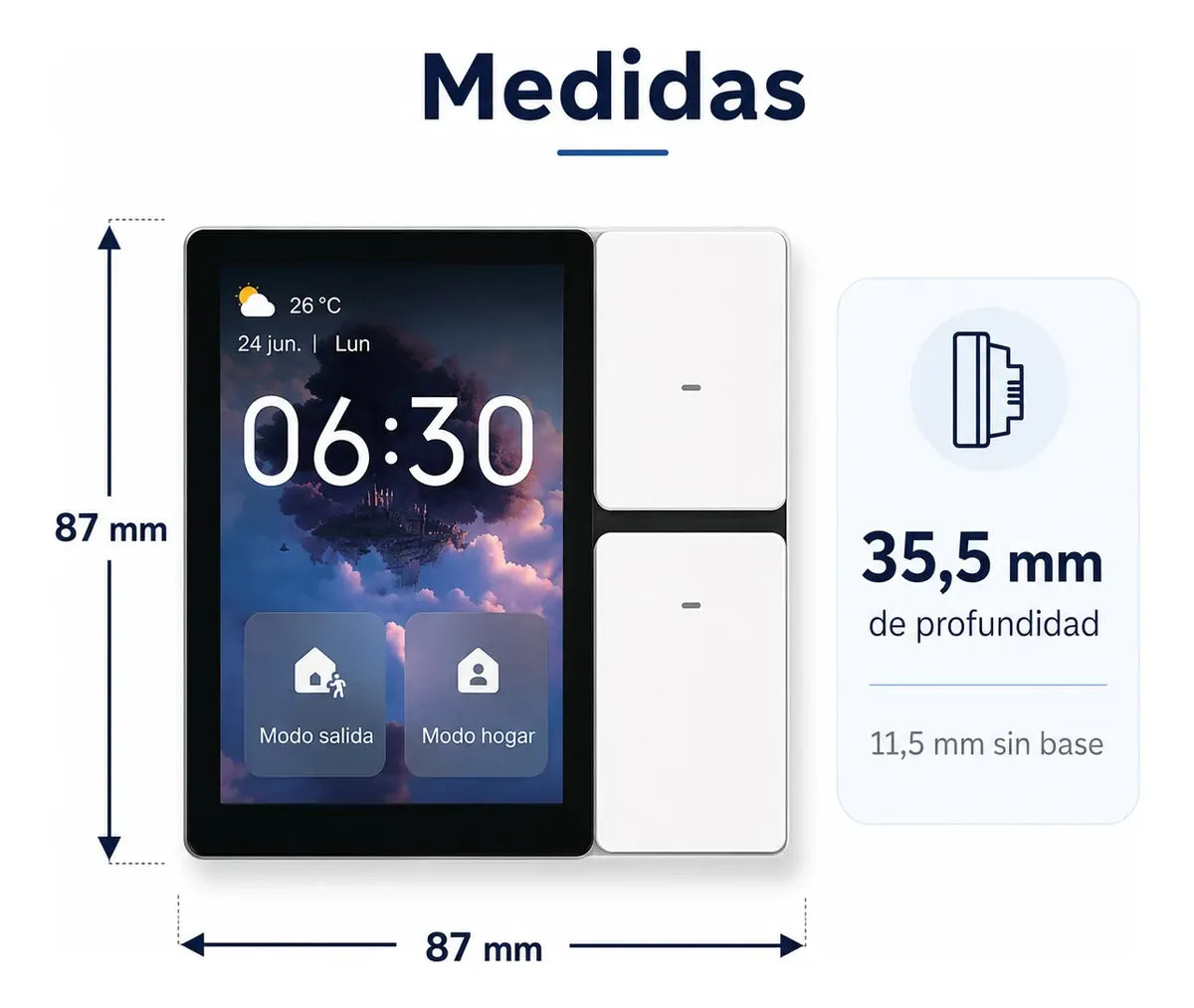 Panel de Control Domótico Táctil WiFi 3.5 Pulgadas Smart Life — 3 Salidas, Infrarrojo y Bluetooth SigMesh