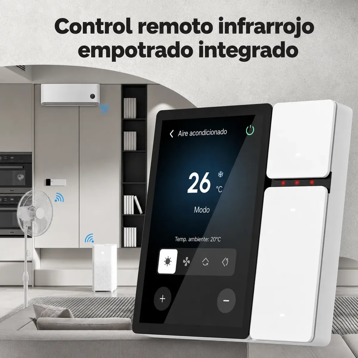 Panel de Control Domótico Táctil WiFi 3.5 Pulgadas Smart Life — 3 Salidas, Infrarrojo y Bluetooth SigMesh