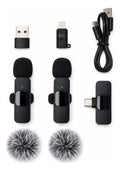 Micrófono Corbatero Inalámbrico x2 K9 — Kit 4 en 1 con USB-C, Lightning y USB